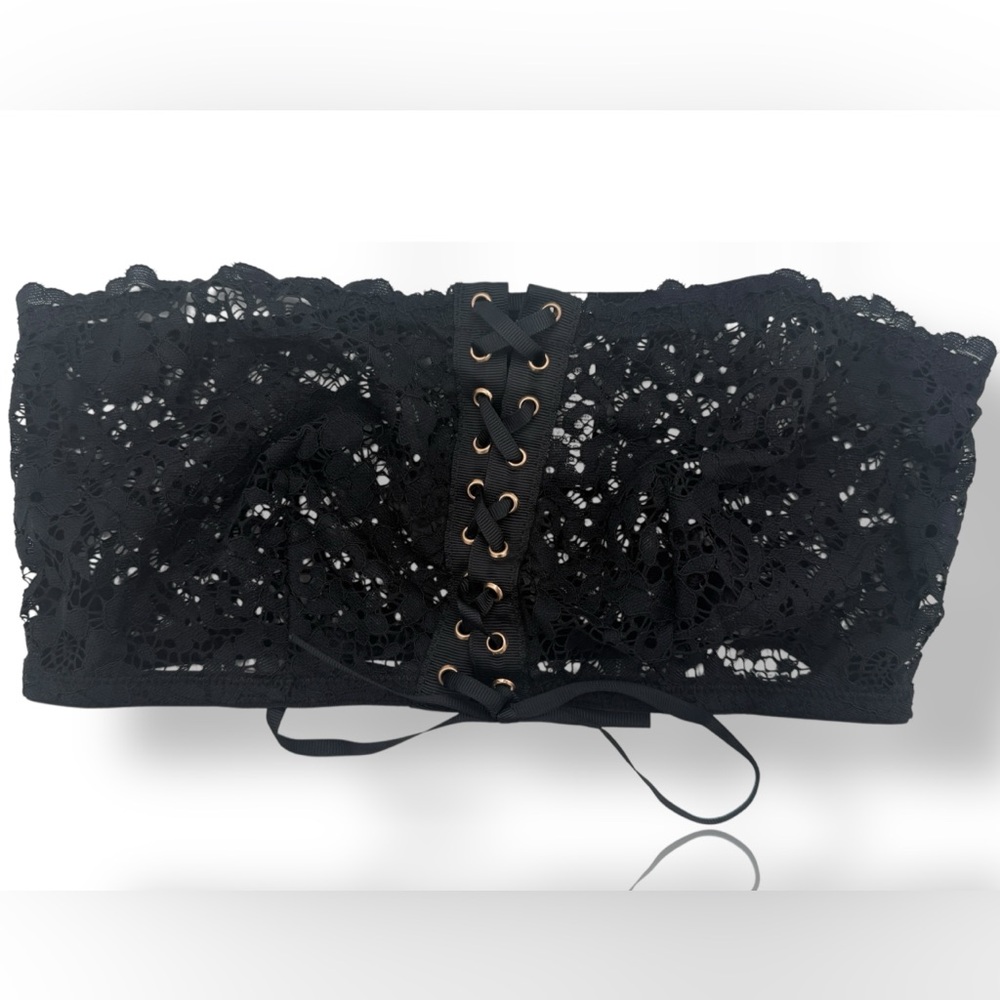 NWT‎ Intimissimi Women’s  Italian lace  bandeau Strapless bra 36B Black And Gold